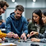 Estudantes em treinamento técnico prático