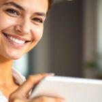 Jovem profissional sorrindo com tablet